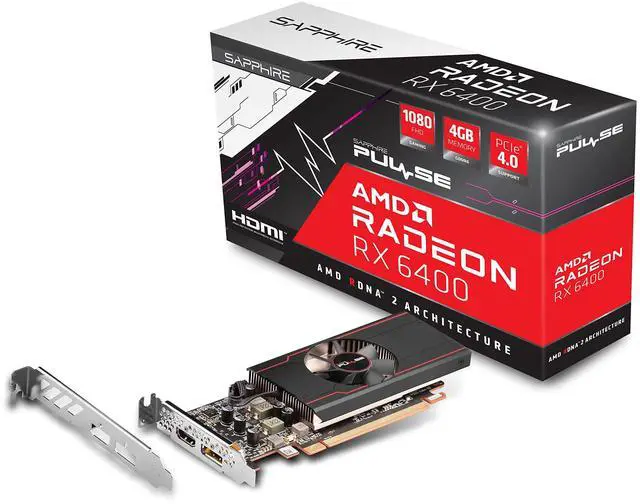 Alt view image 4 of 5 - Sapphire Pulse AMD Radeon RX 6400 Graphics Card GDDR6 1080 FHD 4GB PCIE 4.0 HDMI Video Card