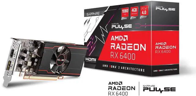 Alt view image 5 of 5 - Sapphire Pulse AMD Radeon RX 6400 Graphics Card GDDR6 1080 FHD 4GB PCIE 4.0 HDMI Video Card