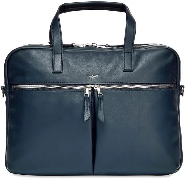 Main image of KNOMO Leather Hanover 14 inch Laptop Briefcase Shoulder Bag Work Purse for Women,Navy