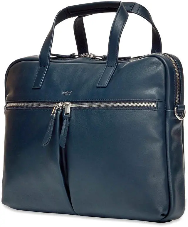 Alt view image 5 of 5 - KNOMO Leather Hanover 14 inch Laptop Briefcase Shoulder Bag Work Purse for Women,Navy