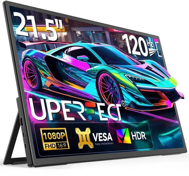 Main image of UPERFECT 21.5 120HZ Portable Monitor w/Kickstand & VESA, Large Portable Gaming Monitor with HDMI Type C, External Dispaly for Laptops, Steamdeck, MacBook, Phones, Mini PC