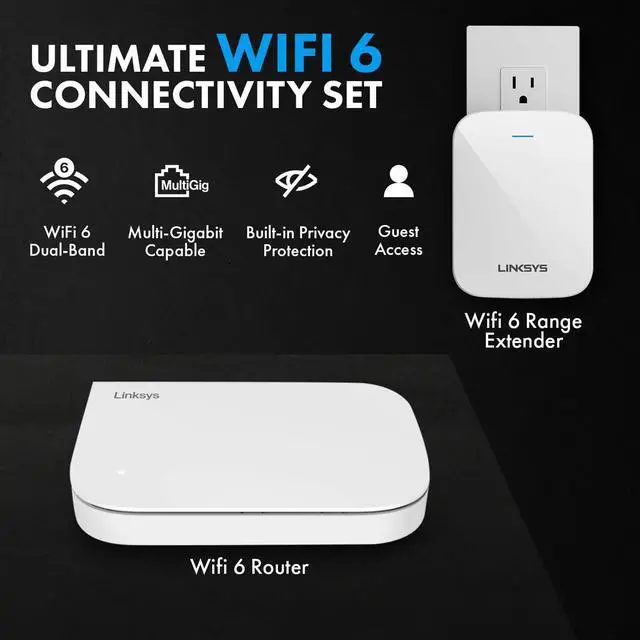Alt view image 3 of 5 - Linksys Router & WiFi Extender Combo,Includes WiFi 6 Router and WiFi Range Extender for Superior Coverage, Ideal for WiFi Extender Signal Booster and Internet Router for Reliable Internet Performance