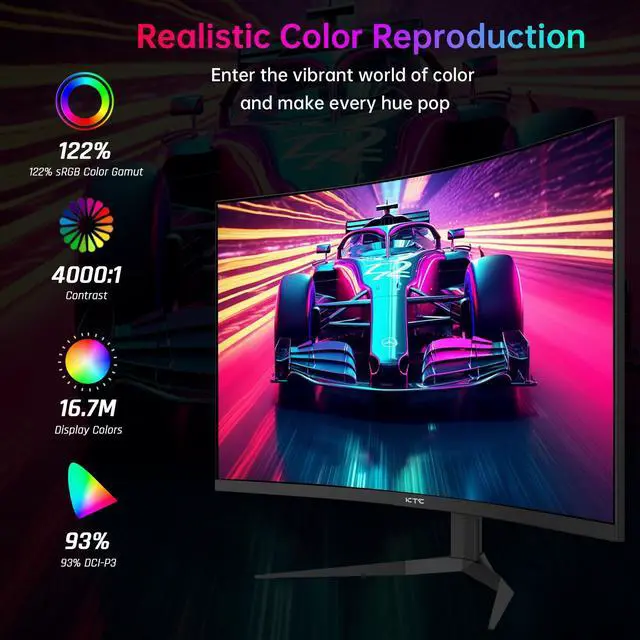 Alt view image 4 of 5 - KTC 32 Inch 240Hz Curved Gaming Monitor, 2K 1440P Computer PC Monitor with 1000R 1ms Frameless, Adaptive Sync,122% sRGB, HDMI, DisplayPort, Tilt Adjustable, H32S25E