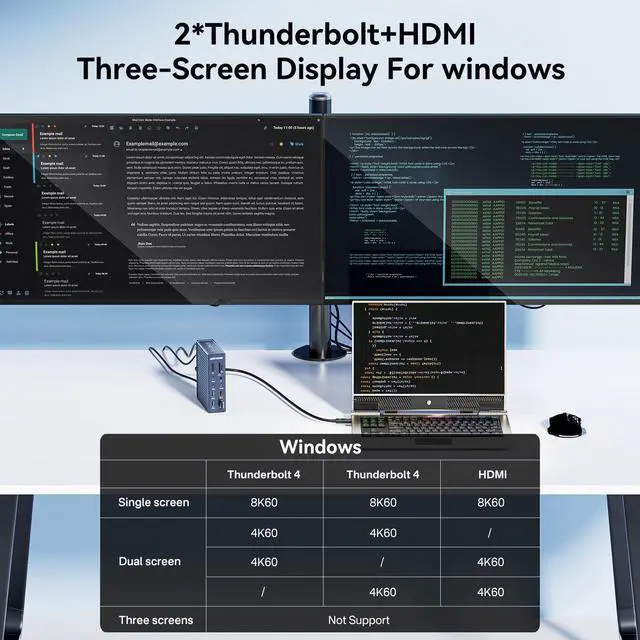 Alt view image 4 of 5 - Thunderbolt 4 Dock - 21 Ports, 8K60Hz HDMI, 2.5GbE Ethernet, SD/TF 4.0, 10Gbps USB C/A 3.2 Gen2, 3.5mm Audio, MacBook Docking Station Dual Monitor, Thunderbolt 4 Dock for Mac M1/M2/M3 Pro/Max