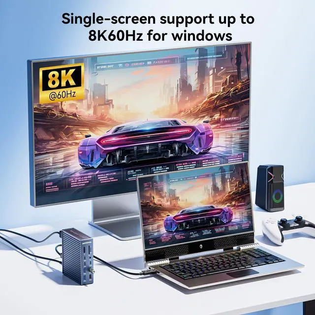 Alt view image 3 of 5 - Thunderbolt 4 Dock - 21 Ports, 8K60Hz HDMI, 2.5GbE Ethernet, SD/TF 4.0, 10Gbps USB C/A 3.2 Gen2, 3.5mm Audio, MacBook Docking Station Dual Monitor, Thunderbolt 4 Dock for Mac M1/M2/M3 Pro/Max