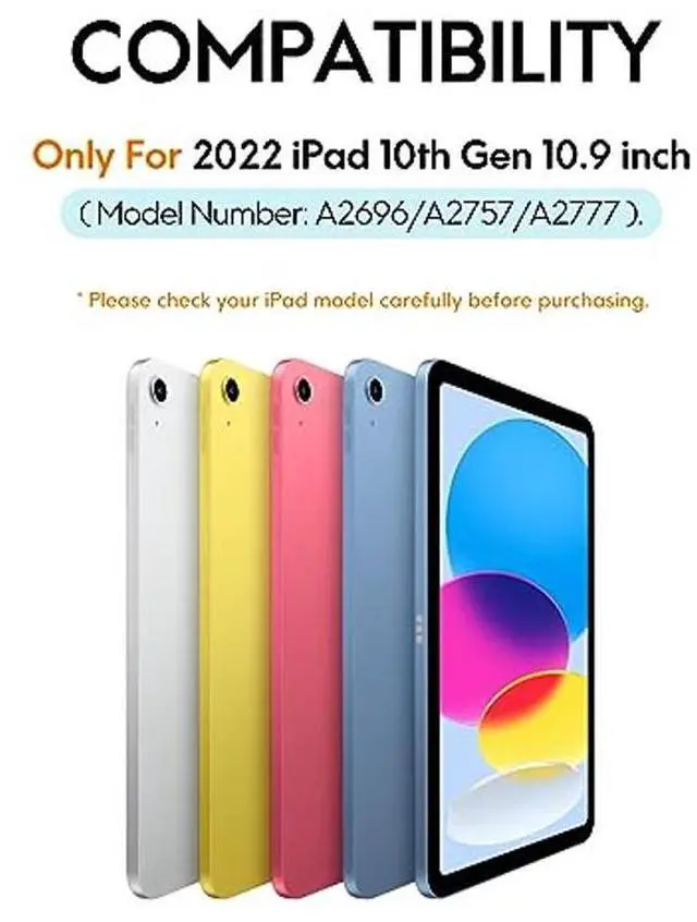 Alt view image 2 of 5 - CHESONA for iPad 10th Generation Case with Keyboard, Multi-Touch Trackpad with 7 Color Backlit, Floating Cantilever Stand Wireless Keyboard for iPad 10th Gen 10.9" 2022, Black