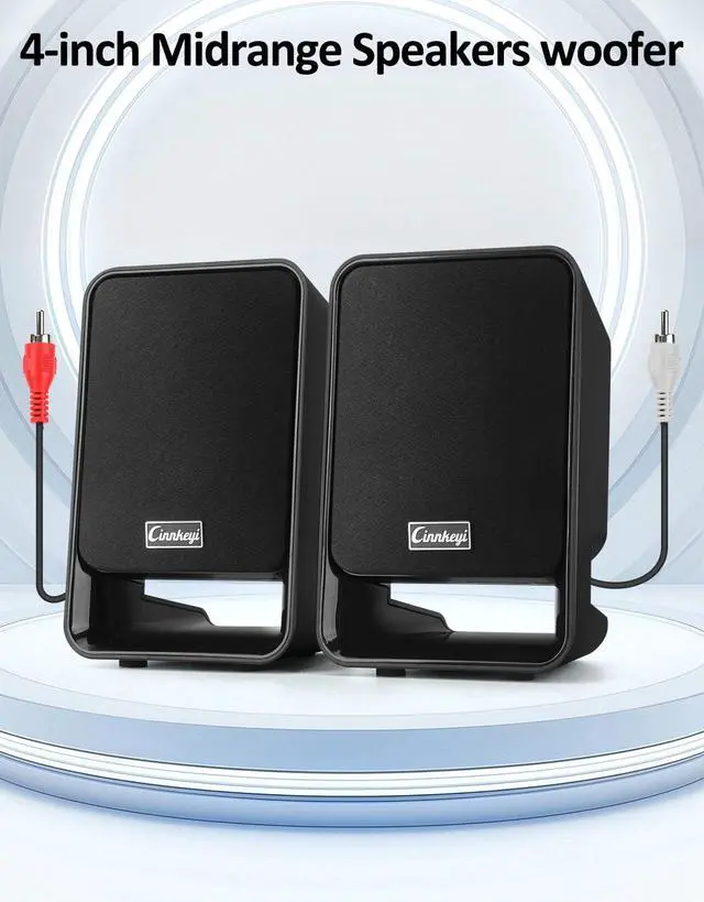 Alt view image 3 of 5 - 40W AC Powered Computer Speakers with Subwoofer, 2.1 Wooden PC Speaker with Subwoofer,4'' Woofer-Dual 3.5'' Satellites Speakers Woofer,Strong Bass,DSP Speakers with 3.5mm Inputs for PC/Laptop