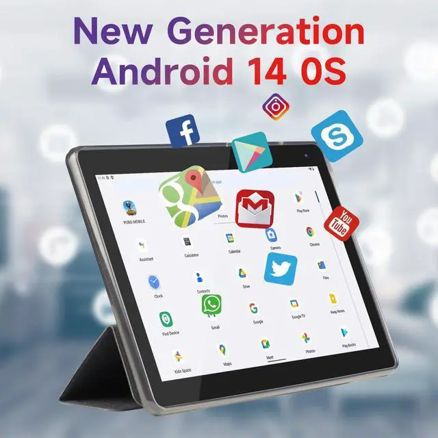 Alt view image 2 of 5 - 10 inch Android 14 Tablet, 6GB RAM 32GB ROM Powerful Quad-core CPU, 1280*800 Resolution Screen Tablet PC, 8MP Camera, 6000mAh Battery Computer, 2 in 1 Tablets with Keyboard, Case, Mouse, Stylus Laptop