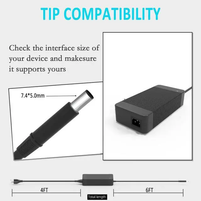 Alt view image 3 of 5 - Compatible with 330W Alienware Laptop Charger for Dell Alienware M18 X16 M16 M17 R2 R4 R5,Dell G16 7630 G15 5530 Alienware M18x X17 R1 R2 GT1CX C6PGW GMTM Area-51m Gaming 7.4mm Power Supply Adapter