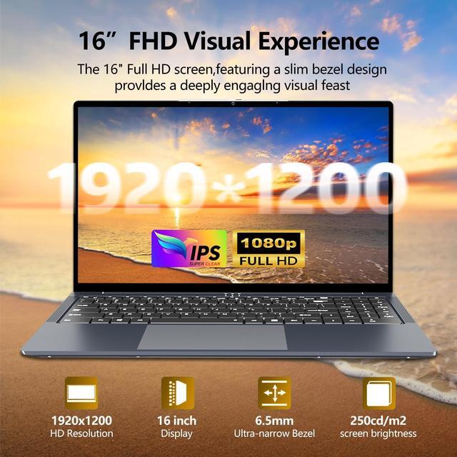 Alt view image 2 of 5 - Gaming Laptop i5, 16 inch Laptops, Laptop Computer Up to 3.60GHZ,Traditional Laptop Computers for 16GB RAM 512GB SSD, Business Laptop with Full HD 1920X1200 Display 180 Angle Opening WIFI 5 Lap top