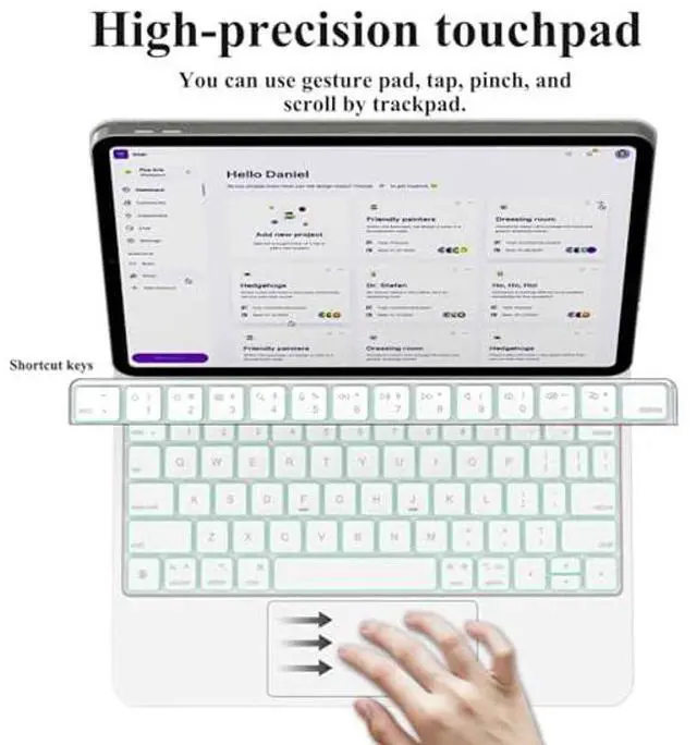 Alt view image 5 of 5 - Emoonland Keyboard Case for iPad Pro 11 inch 2024 & iPad Pro M4 - Magic Keyboard with Trackpad, Easy-Set Magnetic Stand, 7-Color Backlit, Auto Sleep/Wake up, A2836, A2837 iPad Floating Keyboard