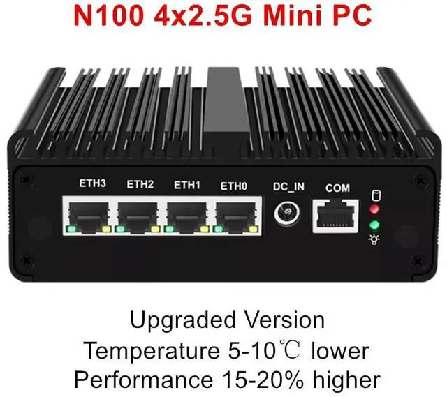 Alt view image 2 of 5 - Firewall Micro Appliance N100,4X i226-V 2.5G Fanless Mini PC,4*USB,HDMI,DP,1*RJ45 COM,WiFi Solt Industrial PC,No RAM No SSD