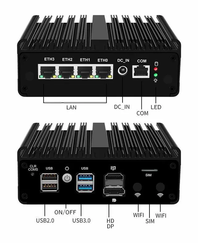 Alt view image 4 of 5 - Firewall Micro Appliance N100,4X i226-V 2.5G Fanless Mini PC,4*USB,HDMI,DP,1*RJ45 COM,WiFi Solt Industrial PC,No RAM No SSD