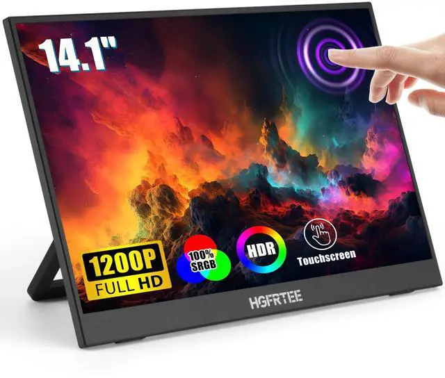 Main image of HGFRTEE Portable Monitor Touchscreen 14.1" 1200P Laptop Screen FHD USB-C HDMI External Portable Screen Travel Monitor for Laptop/PC/Mac/Phone/Xbox Switch