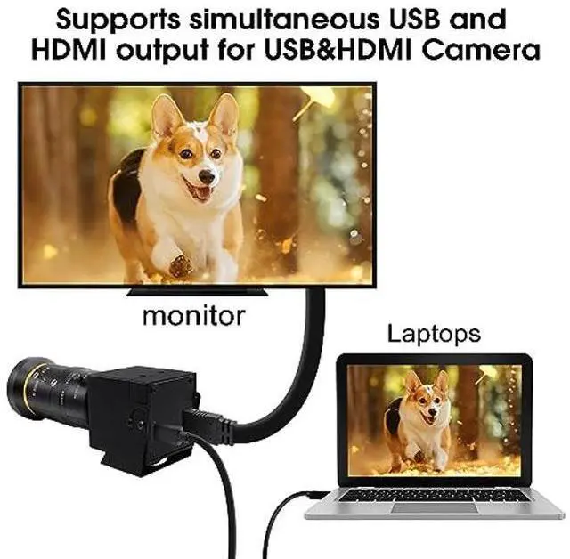 Alt view image 3 of 5 - Hotpet 4K Monitor Port USB Camera Simultaneous Streaming Webcam Video Recording Zoom Type C Camera with 5-50mm Manual Varifocal Lens for Live Streaming, Computer, Laptop, Raspberry Pi, Windows,Linux