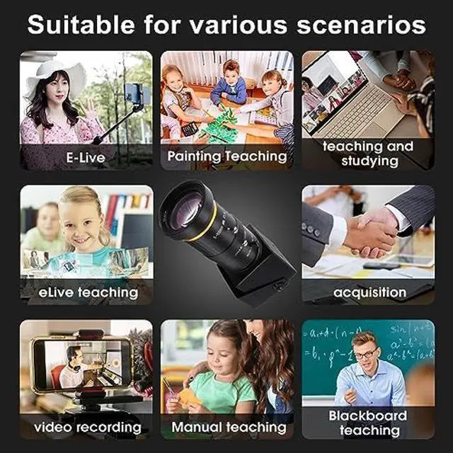 Alt view image 5 of 5 - Hotpet 4K Monitor Port USB Camera Simultaneous Streaming Webcam Video Recording Zoom Type C Camera with 5-50mm Manual Varifocal Lens for Live Streaming, Computer, Laptop, Raspberry Pi, Windows,Linux