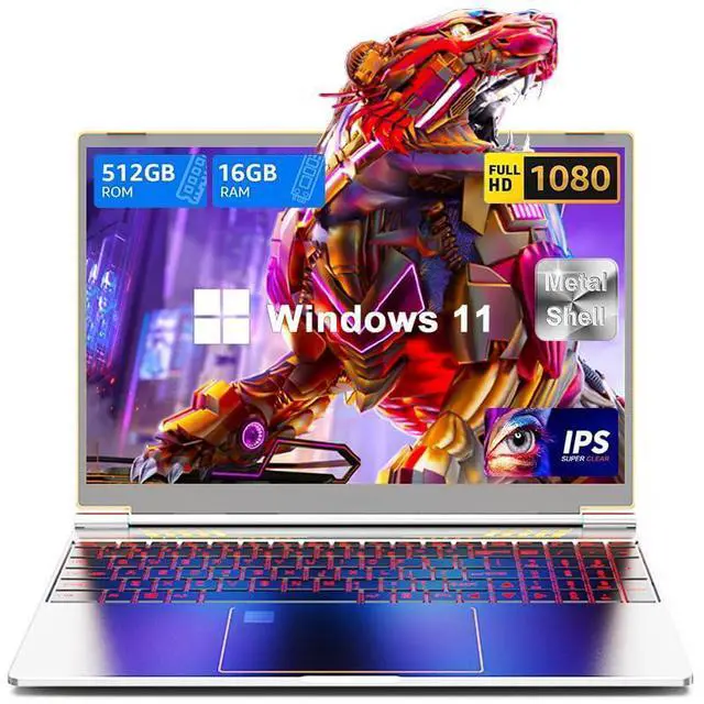 Alt view image 2 of 5 - KBJPADS 16-inch Gaming Laptop, 16GB DDR4, 512GB SSD, Intel N95, Windows 11, Backlit Keyboard, 1920P IPS Display