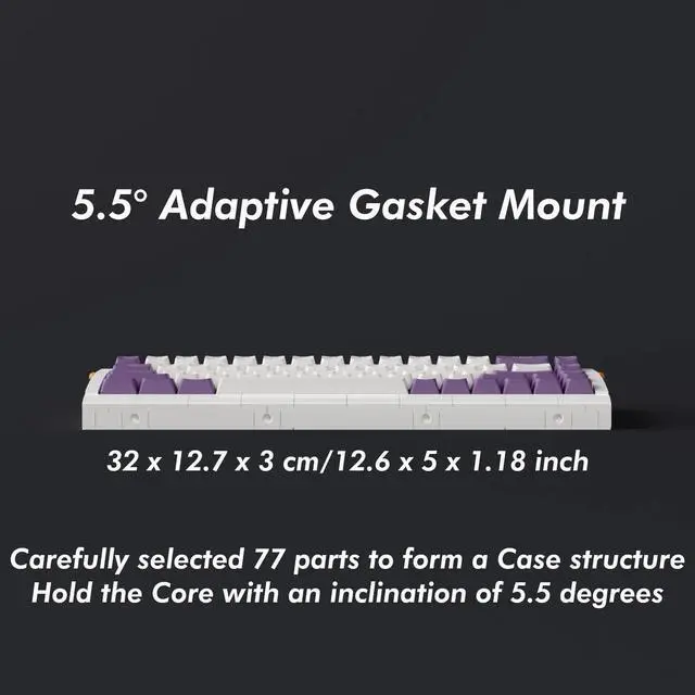 Alt view image 4 of 5 - KBDcraft 02Lilith Q 65% 5.5deg Ergonomic Keyboard with OEM Keycap, Lego-Compatible Case, Gasket Mount, Wired, RGB, Hot-Swappable, Linear Switch, QMK, Vial for Win/Mac, Full Kit, White (Lilith Q 65%)