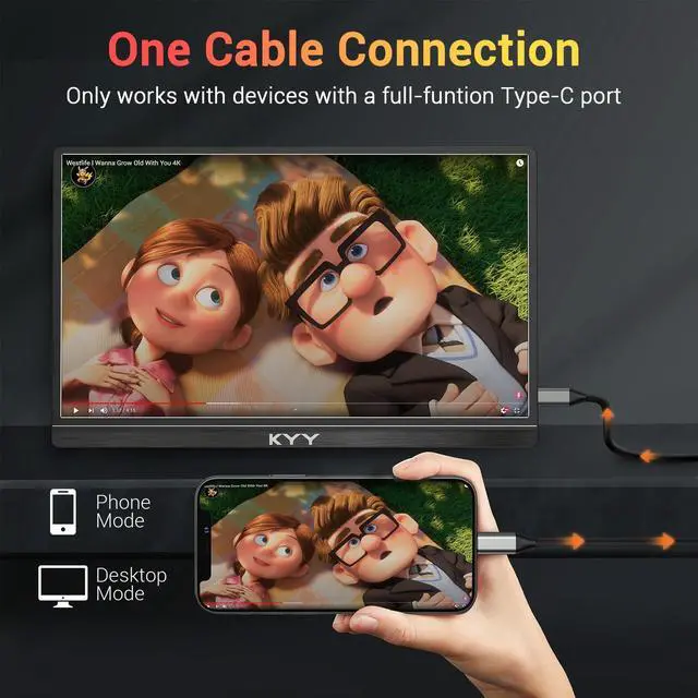 Alt view image 4 of 5 - KYY 15.6" Portable Monitor(K3) and 14" Portable Monitor (K5-3)