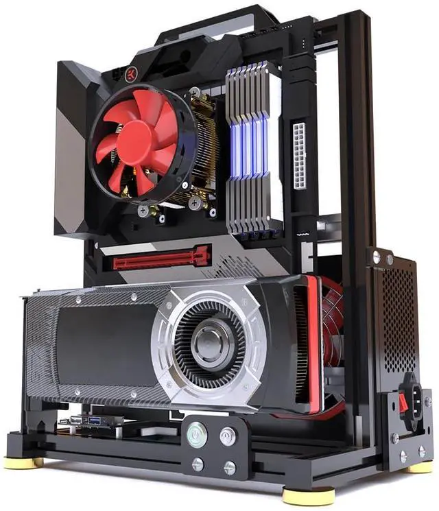 Alt view image 4 of 5 - Open Air Computer Case PC Test Bench ITX MATX Motherboard Chassis Aluminum Bracket DIY Builiding Bare Frame Support ATX Power Supply 120 240 Liquid Cooling