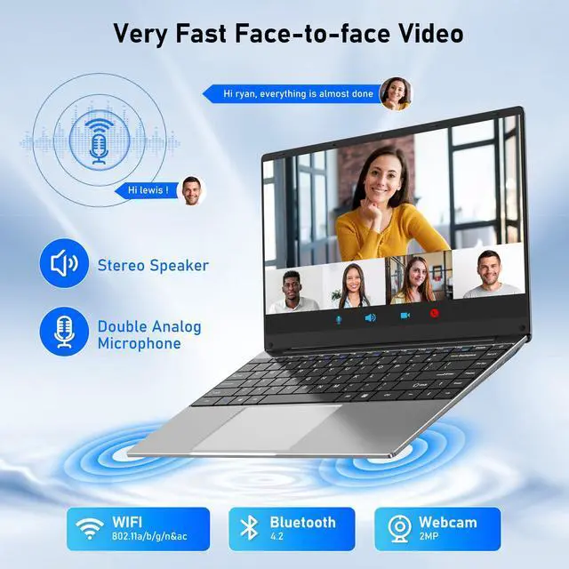 Alt view image 5 of 5 - NIAKUN 14 Inch Gaming Laptop, N5095 Laptop Computer(up to 2.9GHz), 8GB RAM 256GB SSD, FHD 1920 * 1080, 180 Angle Open, Windows 11 Pro, 2.4G+5G WiFi, BT 4.2, Mini HDMI