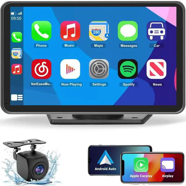 Main image of Wireless CarPlay Screen for Car, 7" HD Portable Stereo Touchscreen with Apple CarPlay & Android Auto, CarPlay Screen with Backup Camera, Mirror Link, Bluetooth, Navigation for All Vehicle