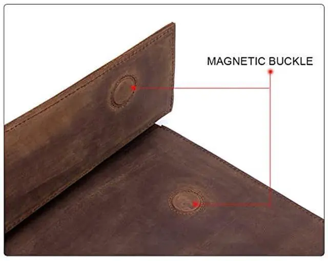 Alt view image 2 of 5 - Genuine Leather iPad Sleeve 12.9, Handmade Tablet Sleeves w/Magnetic Button for iPad Pro 12.9" / New iPad Air / 11 inch iPad Pro, Best Gift for Men