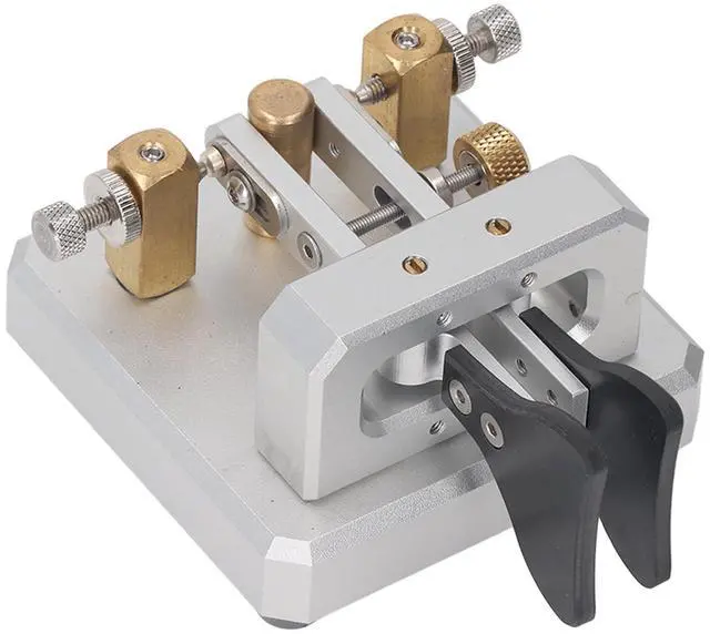 Alt view image 5 of 5 - CW Key, Good Workmanship Easy Tapping Automatic Morse Code Key Carbon Fiber Paddles Silver Contact for Training (Silver)