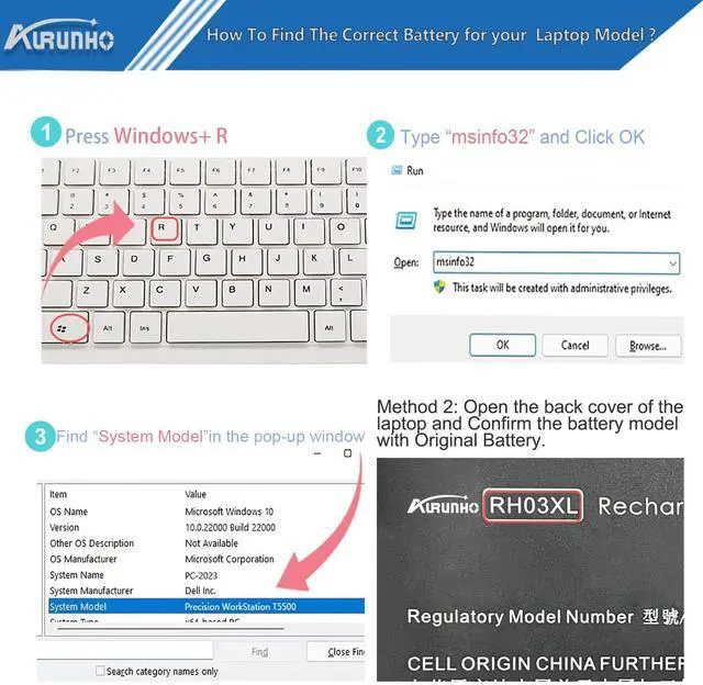 Alt view image 4 of 5 - AURUNHO RH03XL 51.3Wh Laptop Battery Replacement for HP Probook 440 G10/445 G10 G10/450 G9 G10/455 G10/460 EliteBook 640 G9 G10/650 G10/655 G10 Series 11.58V