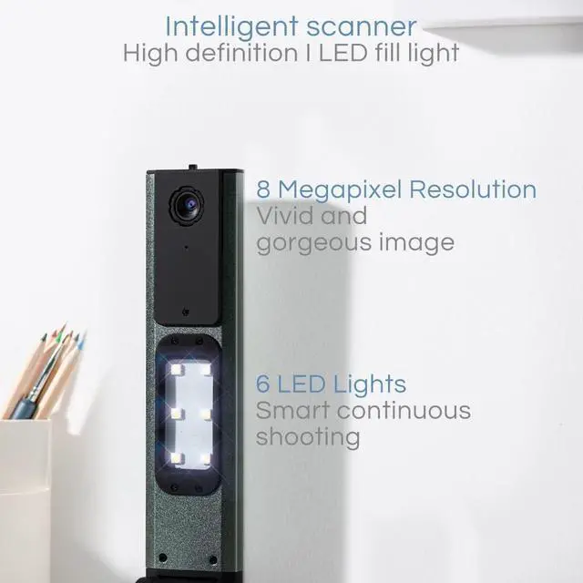 Alt view image 2 of 5 - Savornest X1 Portable Document Scanner: 8MP Portable HD Overhead Document Camera A4 Multi-Language OCR USB Doc Cam for Teachers and Students Online Teaching, Only for Windows