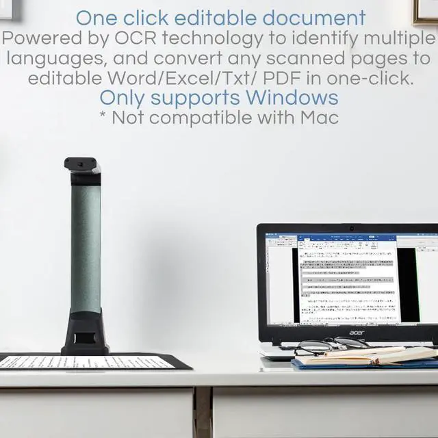 Alt view image 3 of 5 - Savornest X1 Portable Document Scanner: 8MP Portable HD Overhead Document Camera A4 Multi-Language OCR USB Doc Cam for Teachers and Students Online Teaching, Only for Windows