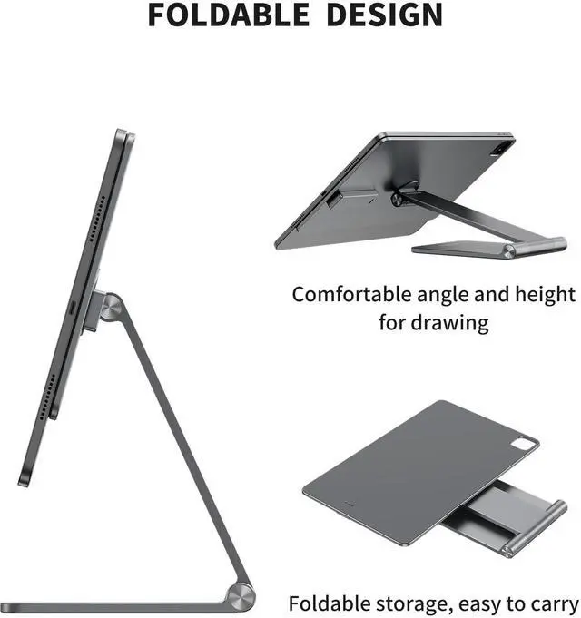 Alt view image 5 of 5 - [Upgrade] KU XIU Magnetic Wireless Charging Stand for iPad Pro/Air 11 M2, Foldable Aluminum Alloy Tablet Holder Mount for Desk, Adjustable Tablet Stand for iPad Pro 11 1st/2nd/3rd/4th,Air 10.9 4th/5th