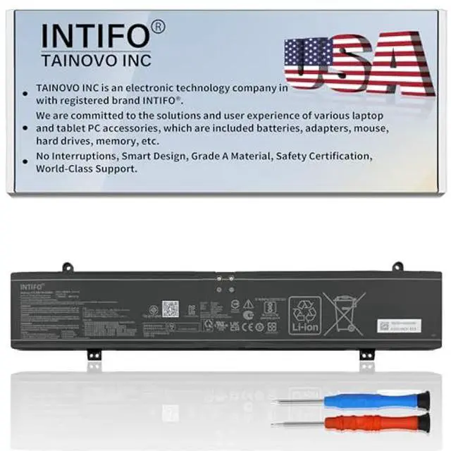 Main image of INTIFO 90Wh C41N2109 Laptop Battery Compatible with ASUS ROG Flow X16 GV601RE-M5057X NR2203RM GV601RM GV601RW-M5110X NR2203RW GV601VI GV601VU Strix G614JI G614JU G634JY R3U1 2022 Zephyrus G16 GU604VZ