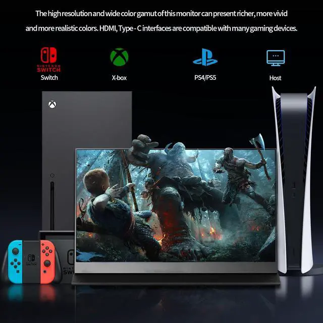 Alt view image 3 of 5 - StarXnDa Portable-Monitor-14inch, 2560 * 1600p 2.5K Portable Gaming Monitor 144Hz,Ultra-Slim IPS Screen 400Nits 100% sRGB HDR Laptop Monitor with USB Type C HDMI Port Dual-Speakers