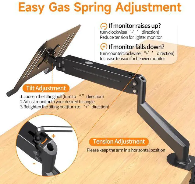 Alt view image 5 of 5 - suptek Laptop Desk Mount,Fully Adjustable Monitor and Laptop Mount Stand for 11-17 Inch Notebook and 17-32 inch Monitor Screen,Holds 22lbs with Vented Tray