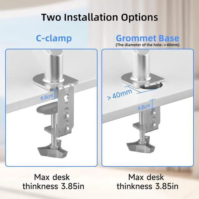 Alt view image 5 of 5 - Suptek Ultrawide Monitor Arm Mount for 17 to 43 Inch Heavy Duty Curved Screen,Holds 28.6 lbs,Adjustable Gas Spring Monitor Arm Desk Mount Stand,75/100 Vesa Mount,Silver(MD71MS)