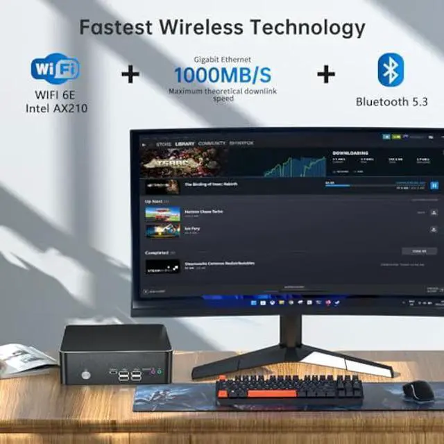 Alt view image 5 of 5 - Thdeukoty Mini PC with Core i9-9880H 2.3 up to 4.8GHz, 64G DDR4 1T SSD, Windows 11 Pro Desktop Computer, DP*1, HDMI*2 4K@60Hz Triple Display, Optical, Dual LAN, WiFi6E/BT5.3,VESA