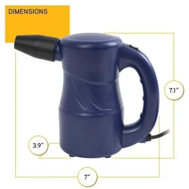 Alt view image 3 of 5 - XPOWER A-2S Cyber Duster Electric Air Duster for Dusting, Drying, Inflating, Blowing, Car Detailing, Computer, Leaf Blowing, 90CFM, 2 Nozzles+1 Brush, High Performance Motor, Eco-Friendly, Navy Blue