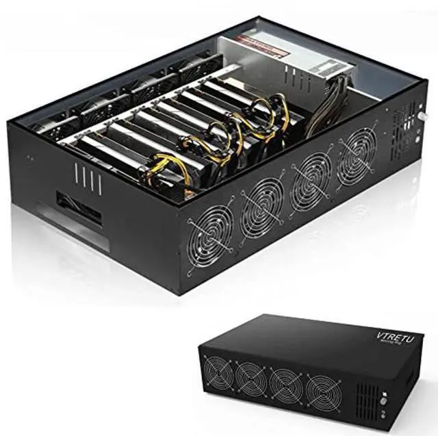 Main image of VTRETU Mining Rig System,Complete ETC Crypto Miner with Windows10,Including 8GPU Mining Motherboard,2000W Power Supply(110V-264V),CPU,SSD,4G RAM,PSU Computer Case Mining Machine(Without GPU