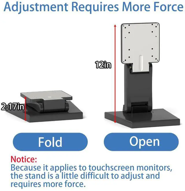 Alt view image 3 of 5 - Adjustable Metal Folding Monitor Bracket for Touch Screen Desk Mount with VESA Hole 75x75mm&100x100mm All in One PC Stand (Black)