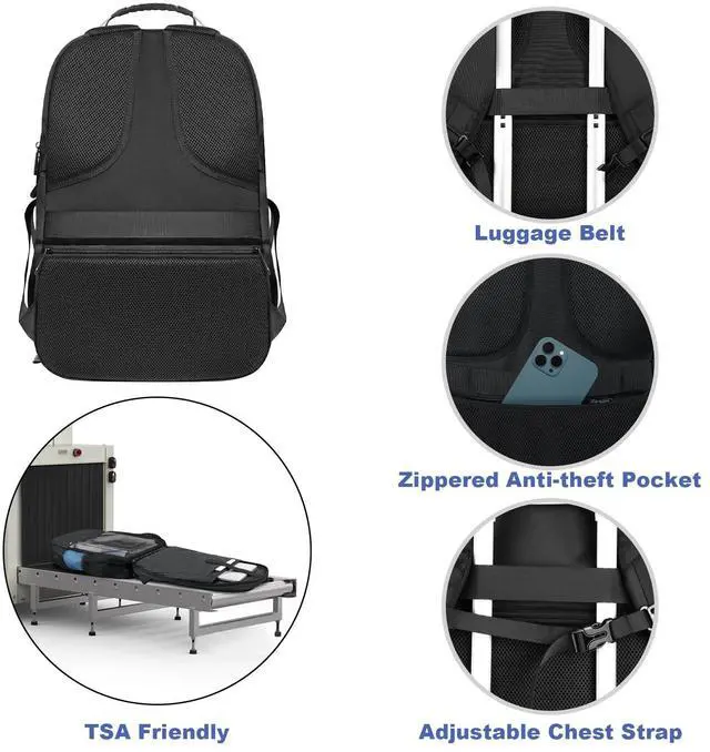 Alt view image 5 of 5 - Z-MGKISS 18.4"-19" Extra Large Laptop Backpack, Water-Resistant Gaming Laptop Travel Backpack, School Bag with USB Charging Port and Multiple Compartments, Gifts for Men & Women, Lake Blue