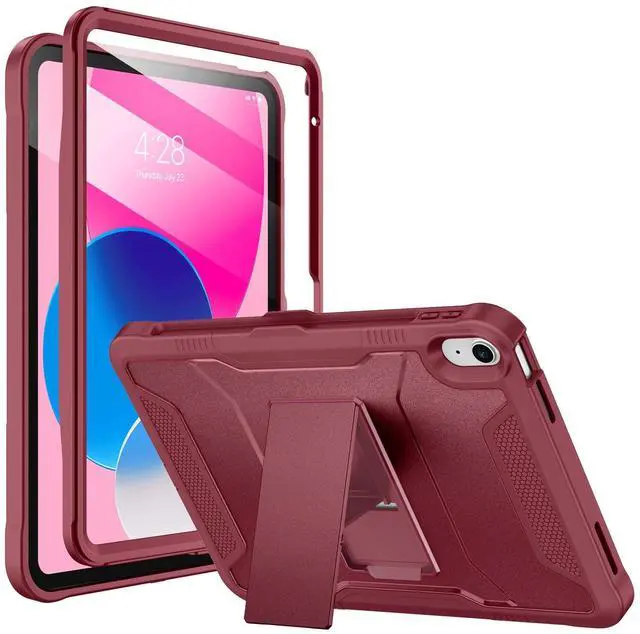 Main image of Soke Case for iPad (A16) 11th Generation 11-inch 2025, iPad 10th Generation 10.9-inch 2022, with Built-in Screen Protector and Kickstand, Rugged Full Body Protective Cover - Dark Red