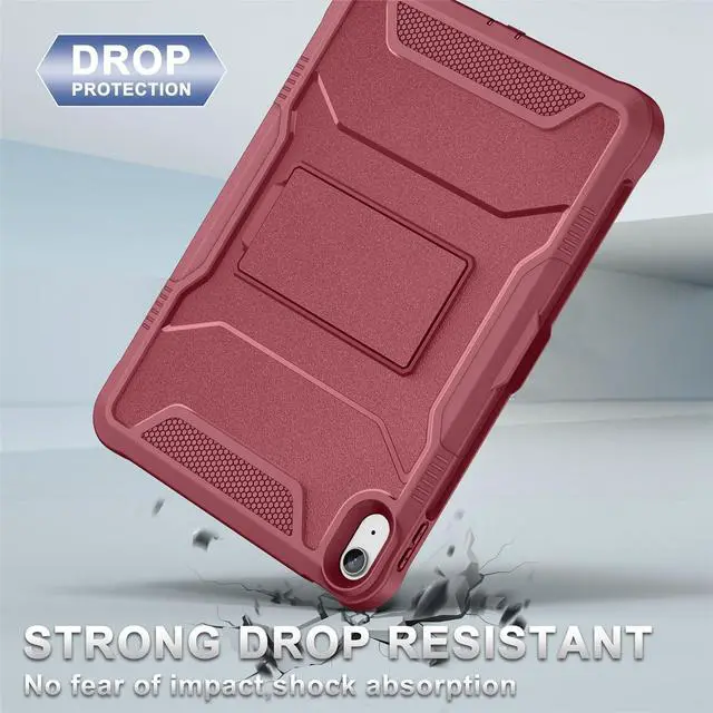 Alt view image 4 of 5 - Soke Case for iPad (A16) 11th Generation 11-inch 2025, iPad 10th Generation 10.9-inch 2022, with Built-in Screen Protector and Kickstand, Rugged Full Body Protective Cover - Dark Red