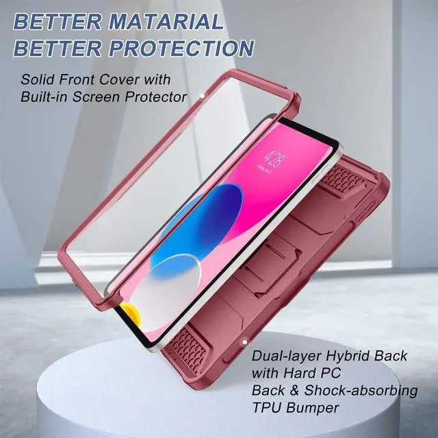 Alt view image 5 of 5 - Soke Case for iPad (A16) 11th Generation 11-inch 2025, iPad 10th Generation 10.9-inch 2022, with Built-in Screen Protector and Kickstand, Rugged Full Body Protective Cover - Dark Red