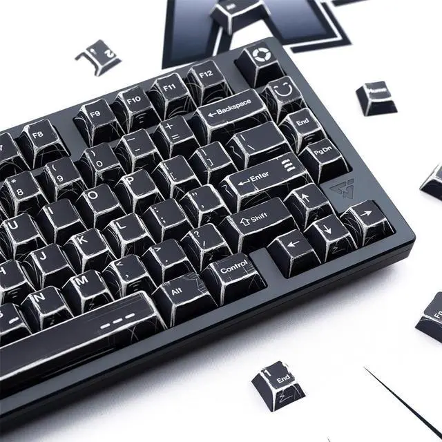 Alt view image 5 of 5 - Sumgsn 151 Keys Retro Keycaps PBT Dye Sub Cherry Profile Black Manga Keycaps Set Compatible with 60% 65% 75% 95% Mechanical Keyboard Cherry Mx Switches