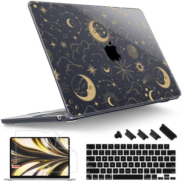 Main image of Tuiklol for 2025 2024 2023 MacBook Air 15 inch Case M4 M3 M2 Chip, Model A3241 A3114 A2941 Hard Shell Case with Keyboard Cover & Screen Protector for MacBook 15.3'' Cover,Moons and Stars