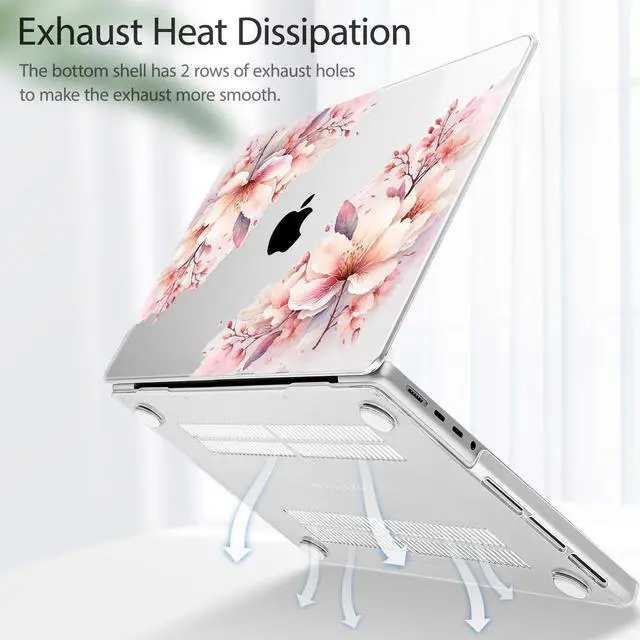 Alt view image 3 of 5 - Tuiklol for MacBook Pro 14 Inch Case 2025-2021 Release M5 A3434 /M4 A3112 A3401 A3185/M3 A2918 A2992/M2 A2779/M1 A2442 Pro/Max,Hard Shell Case with Screen Protector for Touch ID,Big Floral