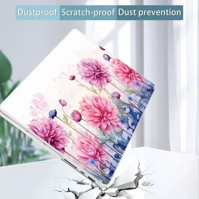 Alt view image 5 of 5 - Tuiklol for MacBook Pro 14 Inch Case 2024-2021 Release M4 A3112 A3401 A3185/M3 A2918 A2992/M2 A2779/M1 A2442 Pro/Max,Hard Shell Case with Keyboard Cover & Screen Protector for Touch ID,Pink Flowers