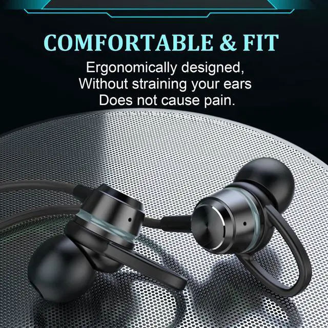 Alt view image 5 of 5 - TUNSEZ HiFi Wired Earbuds, Gaming Earbuds, PRO Gaming Ear Buds Wired, in-Ear Monitor Buds, Low-Profile 90deg Plug, 3.5mm Plug, Built-in Microphone, Multi-Function Button, PC, Mobile(Black)