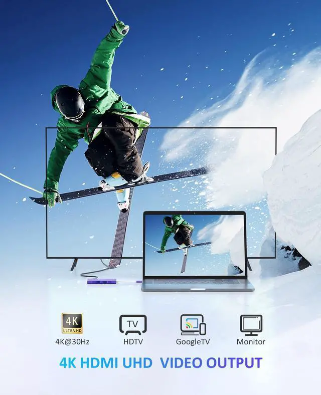 Alt view image 5 of 5 - UtechSmart USB C Hub, Ethernet Multiport Adapter 6 in 1 USB C to HDMI Dock Compatible for MacBook Pro/Air, Chromebook, Dell XPS, HP and Type C Devices Dark Purple